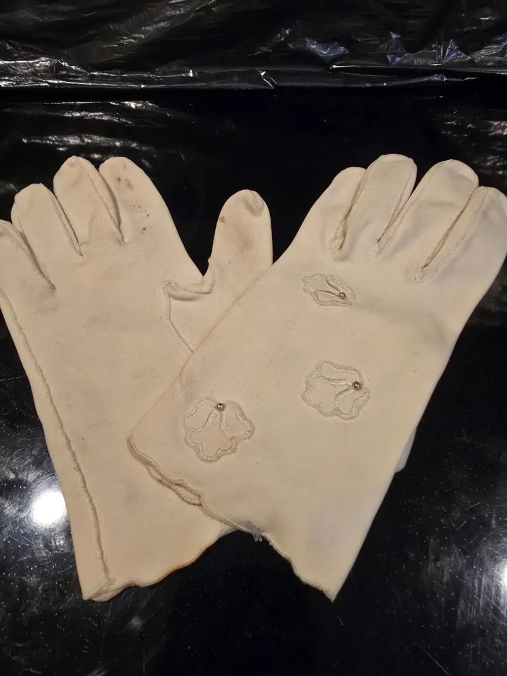Gloves Women's Lot of 3 Ivory Small Large Embellished Floral Beaded Vintage MCM